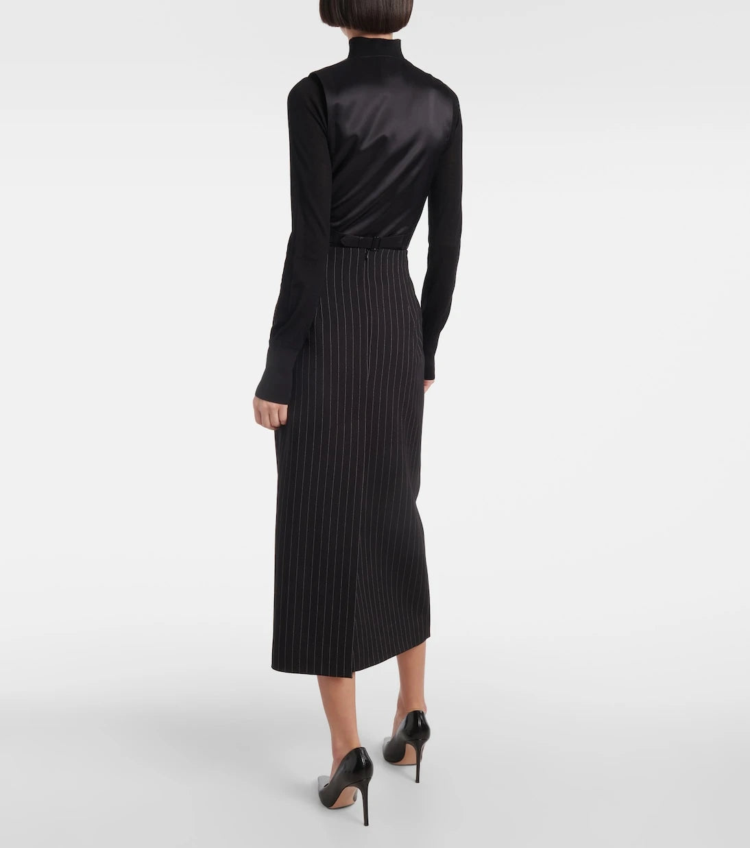 Wardrobe.NYC - Contour pinstripe wool midi skirt