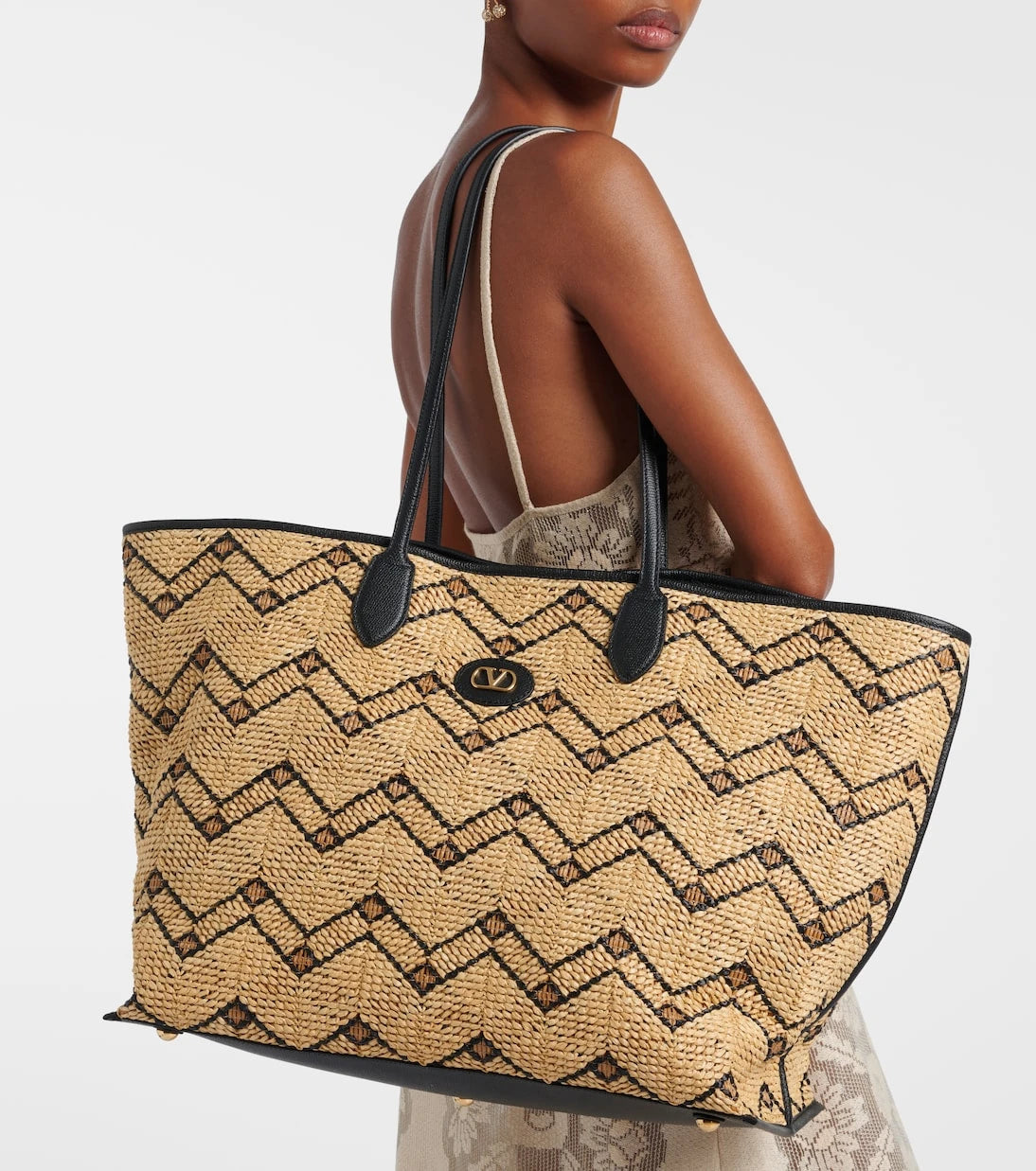 Valentino Garavani - VLogo Large raffia tote bag