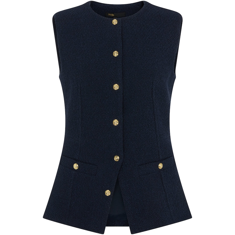 Maje Blue Pocket-Detail Waistcoat