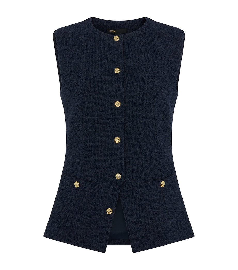 Maje Blue Pocket-Detail Waistcoat