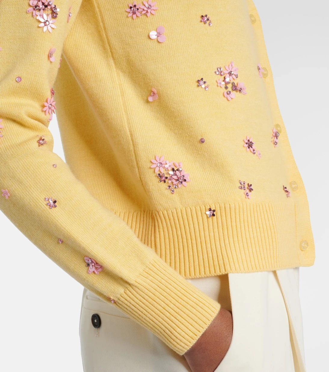 Oscar de la Renta - كارديجان من صوف الفيرجن مزين بالكريستال