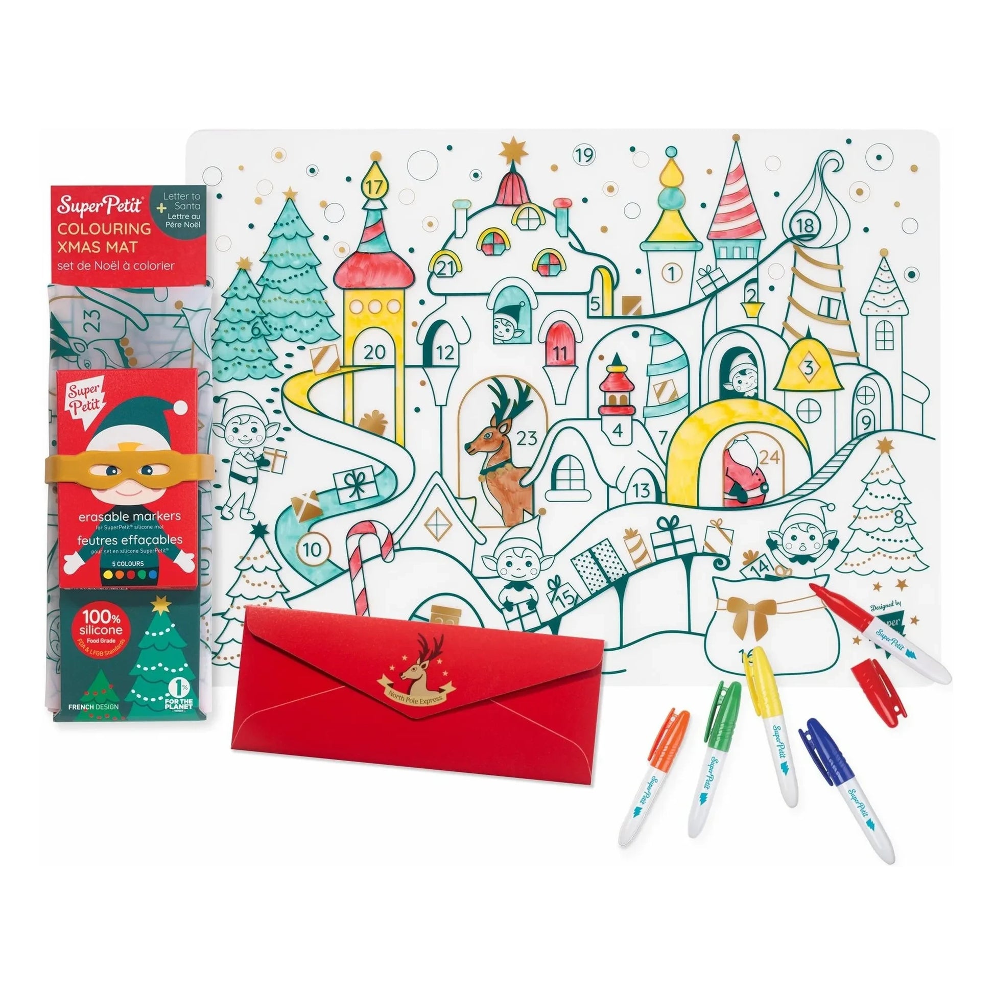 Superpetit - Christmas Village coloring set with 5 markers