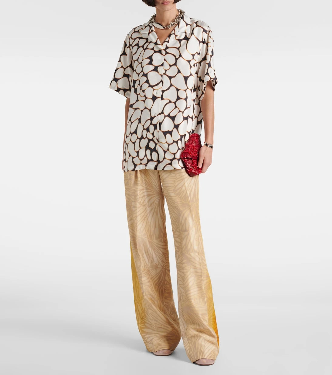 Dries Van Noten - Porters printed silk wide-leg pants