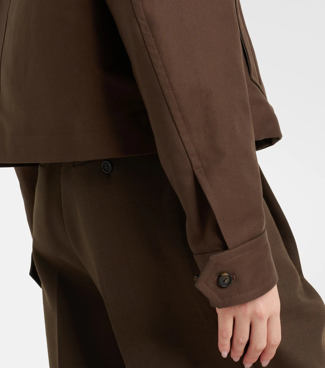 Vince - Cropped leather-trimmed cotton twill jacket