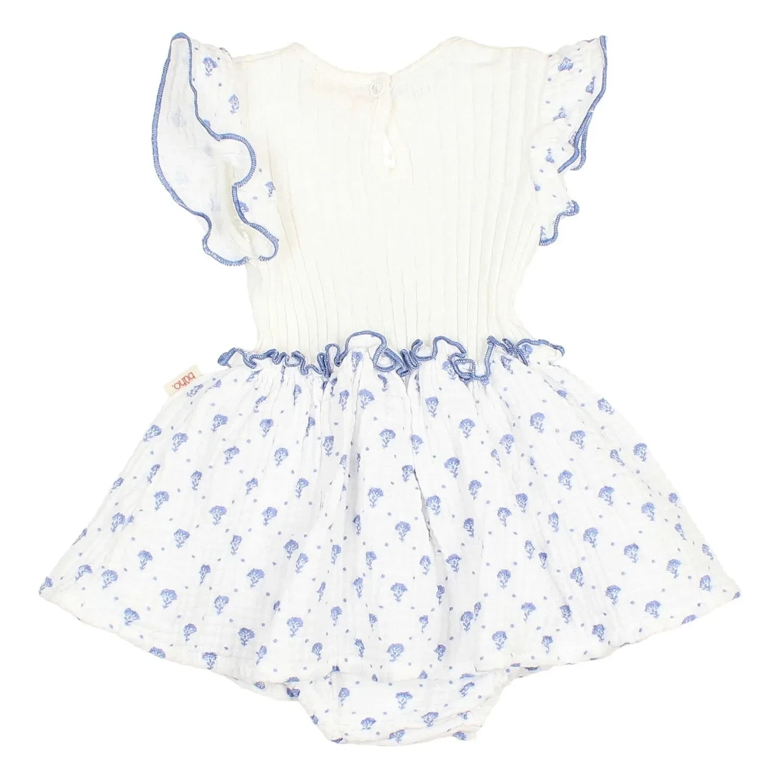 Búho - Barboteuse Robe Bali Fleurie Coton Bio | Indigo blue