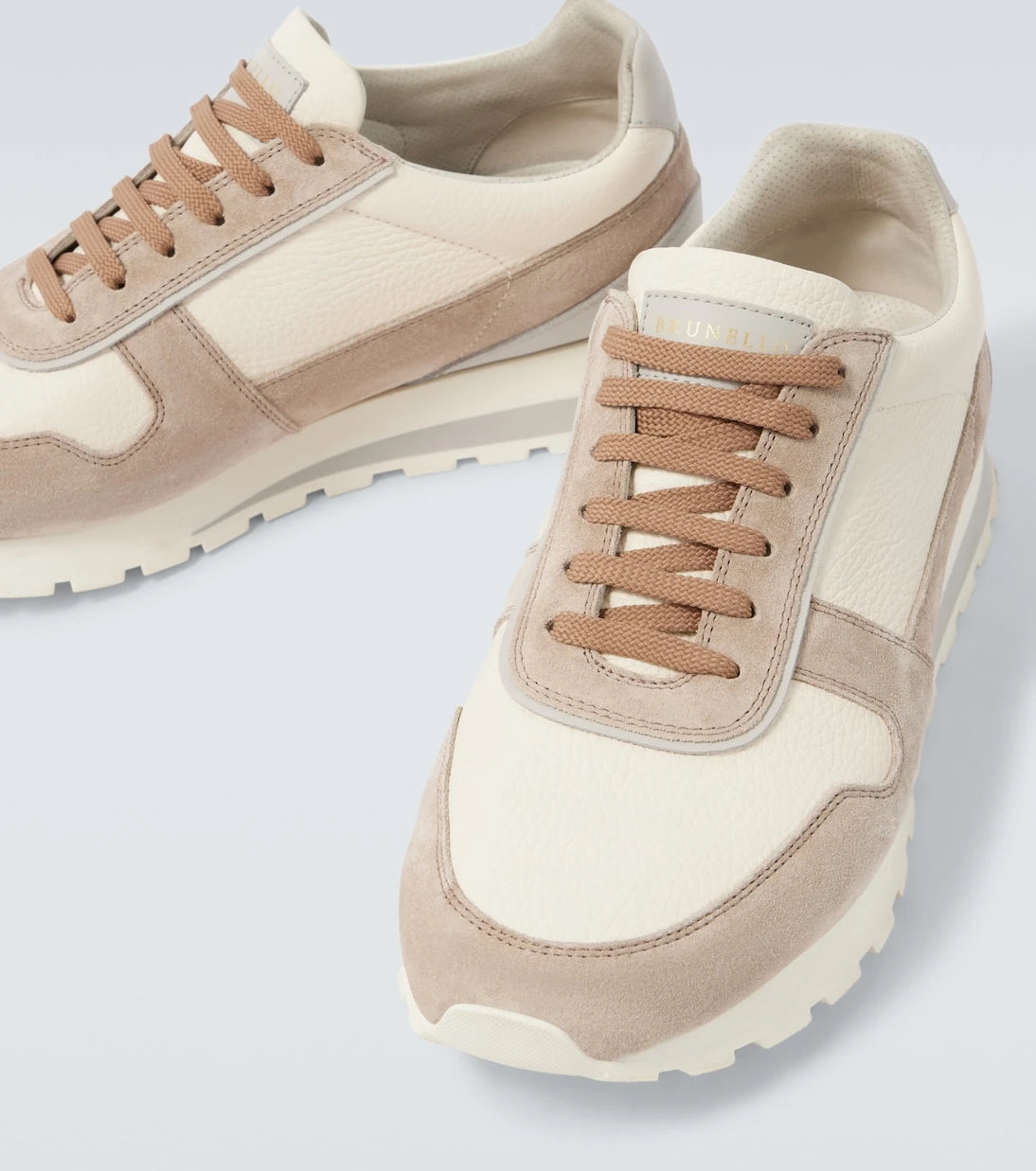 Brunello Cucinelli - Suede-trimmed leather sneakers
