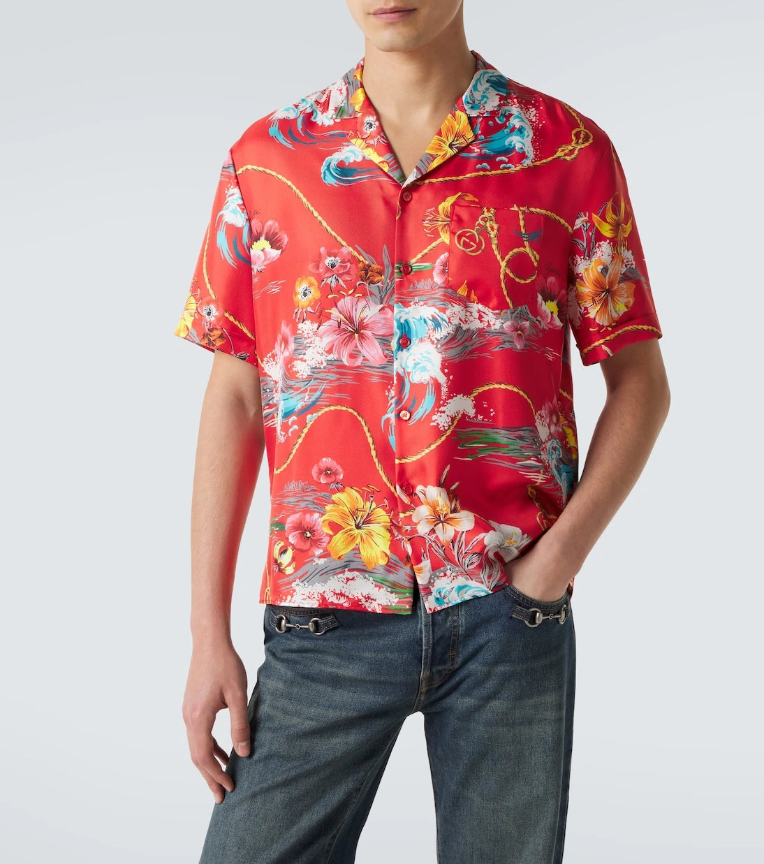 Gucci - Floral silk twill bowling shirt