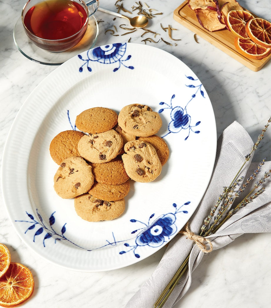 Blue Fluted Mega Oval Dish (36.5cm)