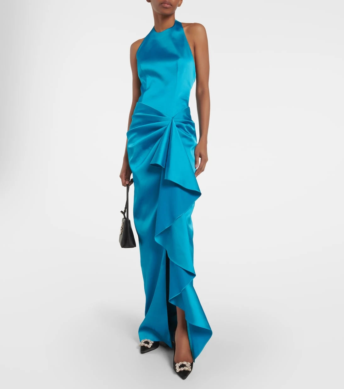 Rasario - Halterneck draped satin gown