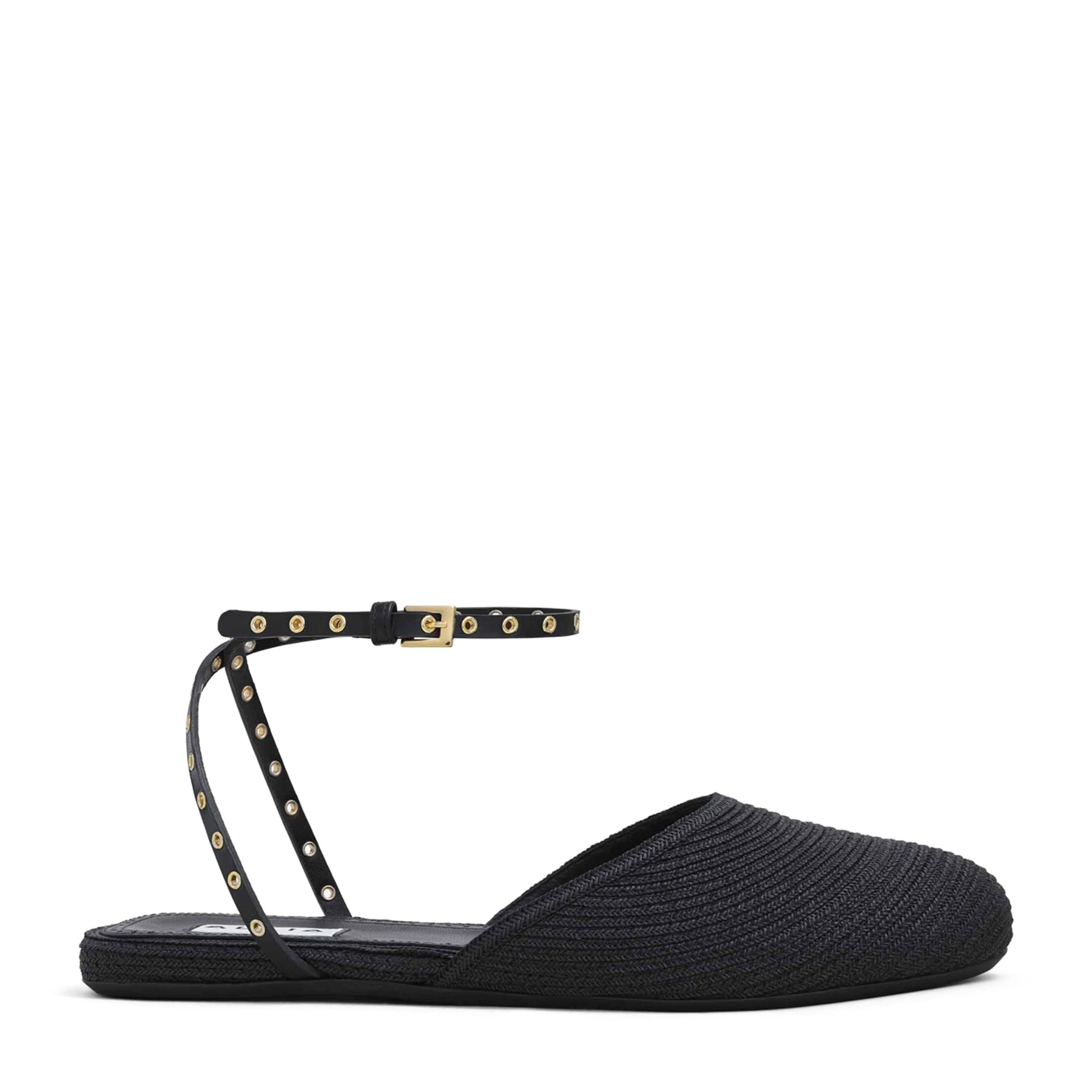 Alaïa Black Raffia and Leather Espadrilles