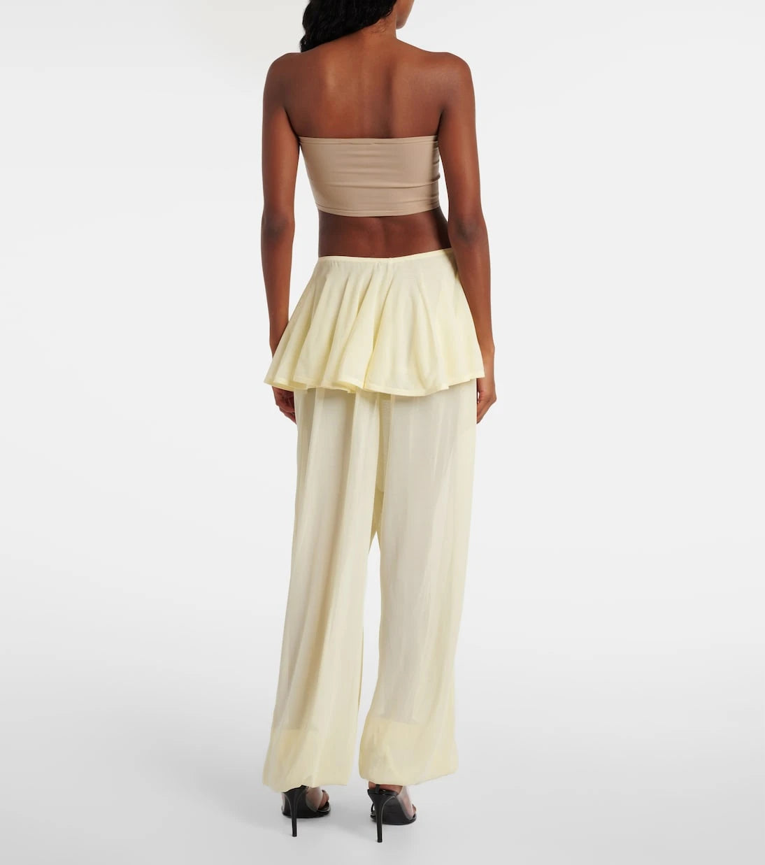 Alaïa - بنطلون بقصة أرجل واسعة متوسط الارتفاع شبه شفاف