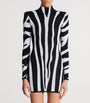 Balmain Black Knitted Zebra Mini Dress