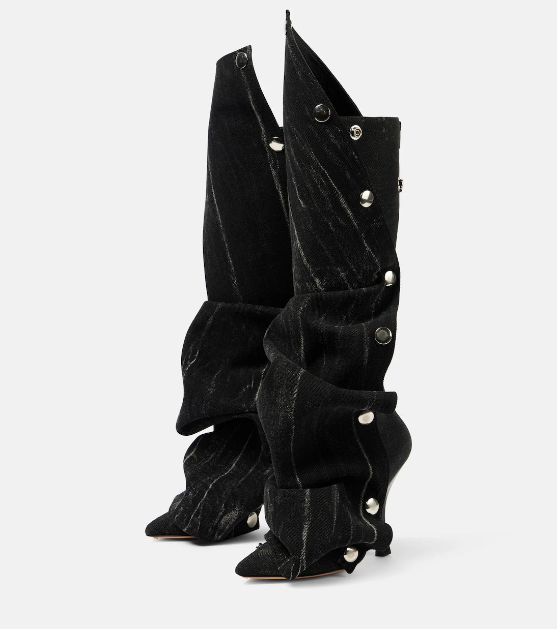 Y/Project - Snap denim knee-high boots