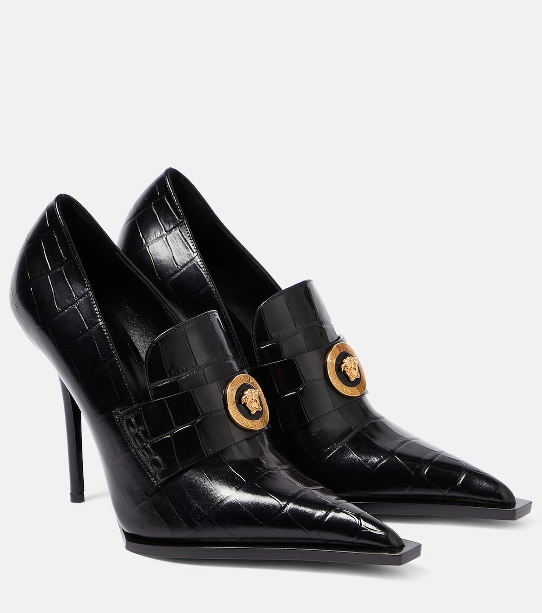 Versace - Croc-effect patent leather pumps