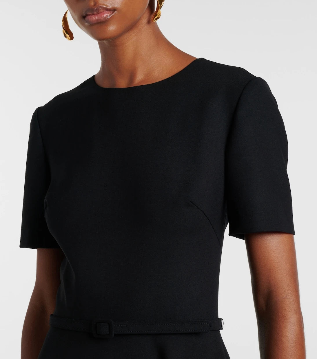 Oscar de la Renta - Asymmetric wool-blend midi dress