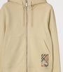 Beige Cotton Check-Patch Hoodie