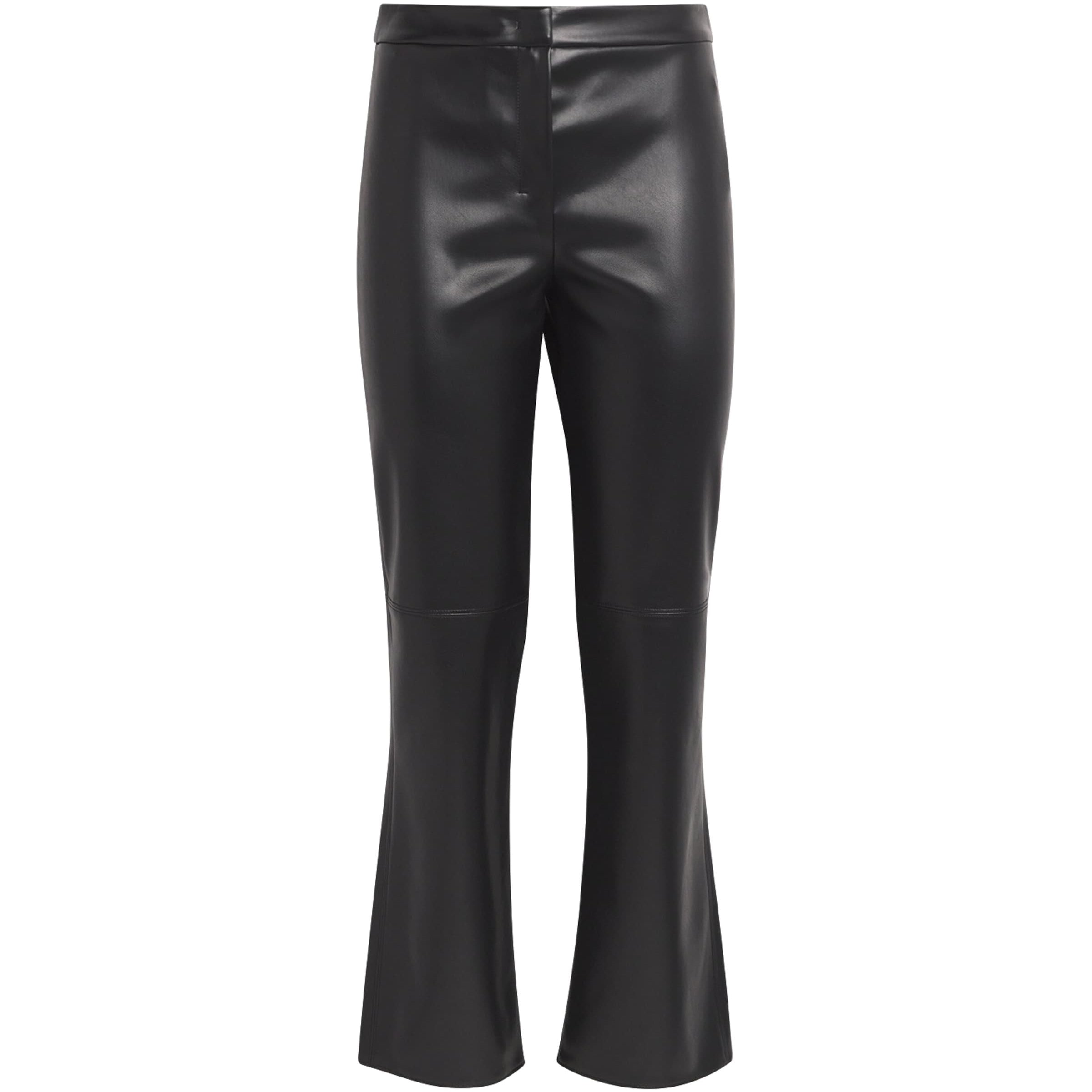 Max Mara Black Faux Leather Cropped Trousers