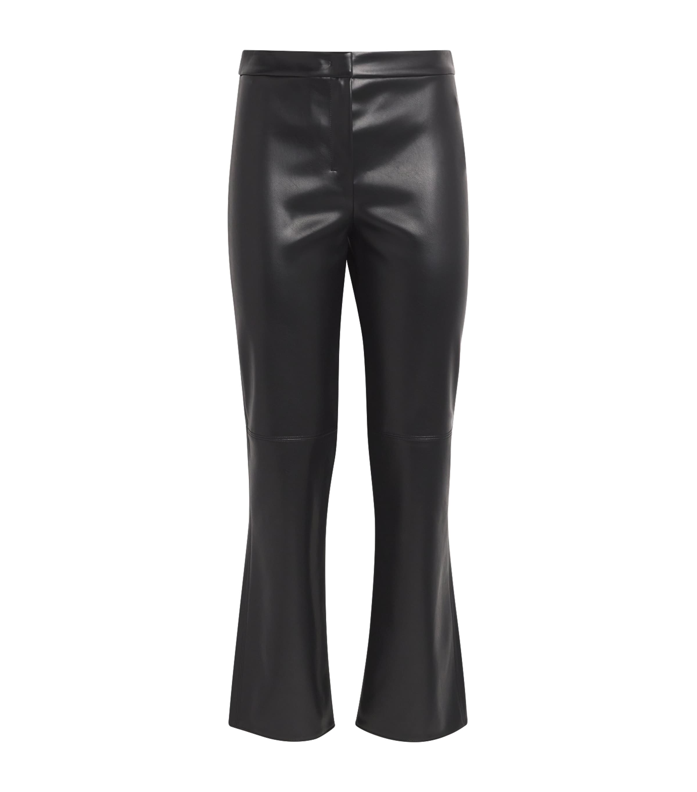 Max Mara Black Faux Leather Cropped Trousers