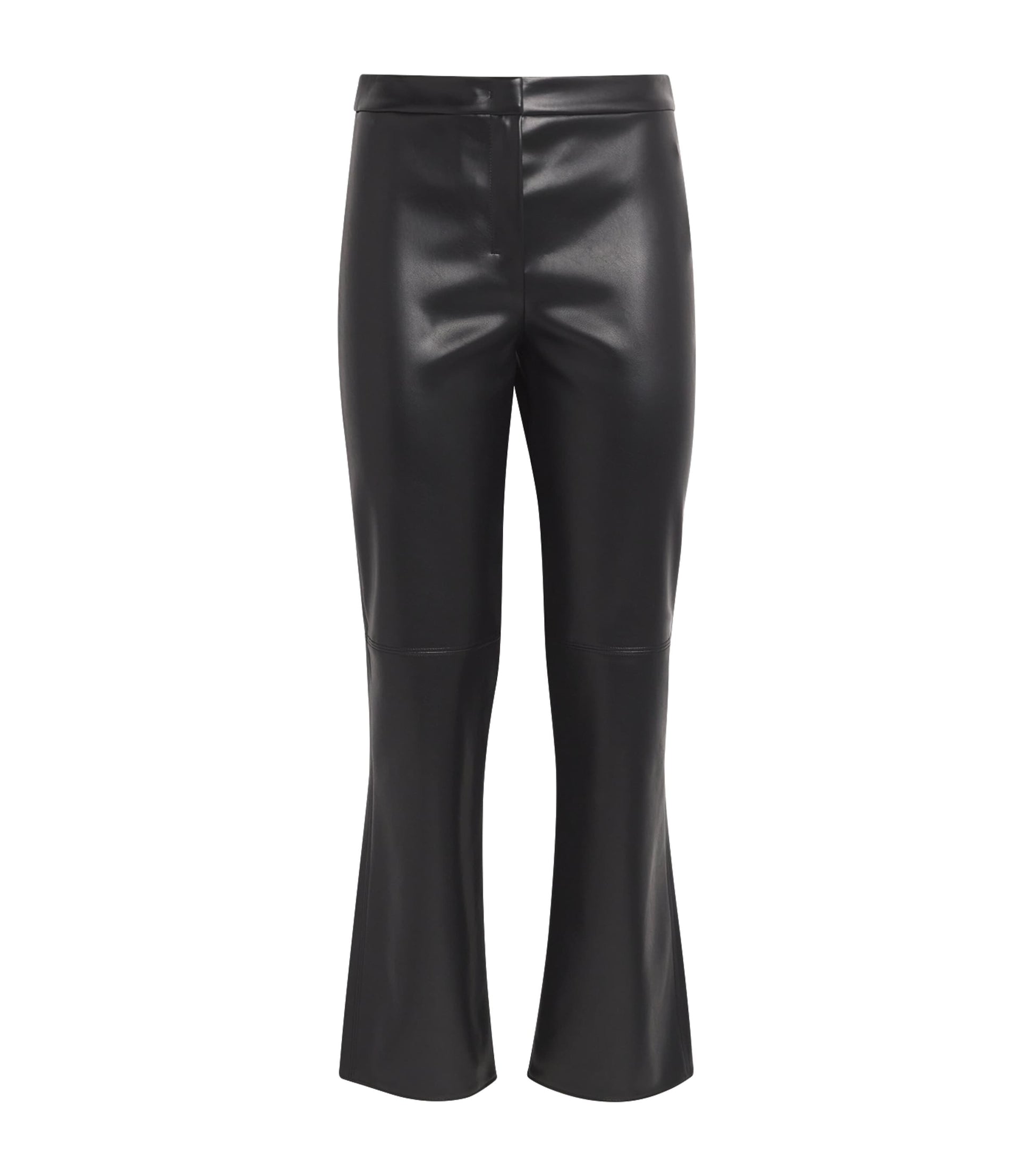 Max Mara Black Faux Leather Cropped Trousers