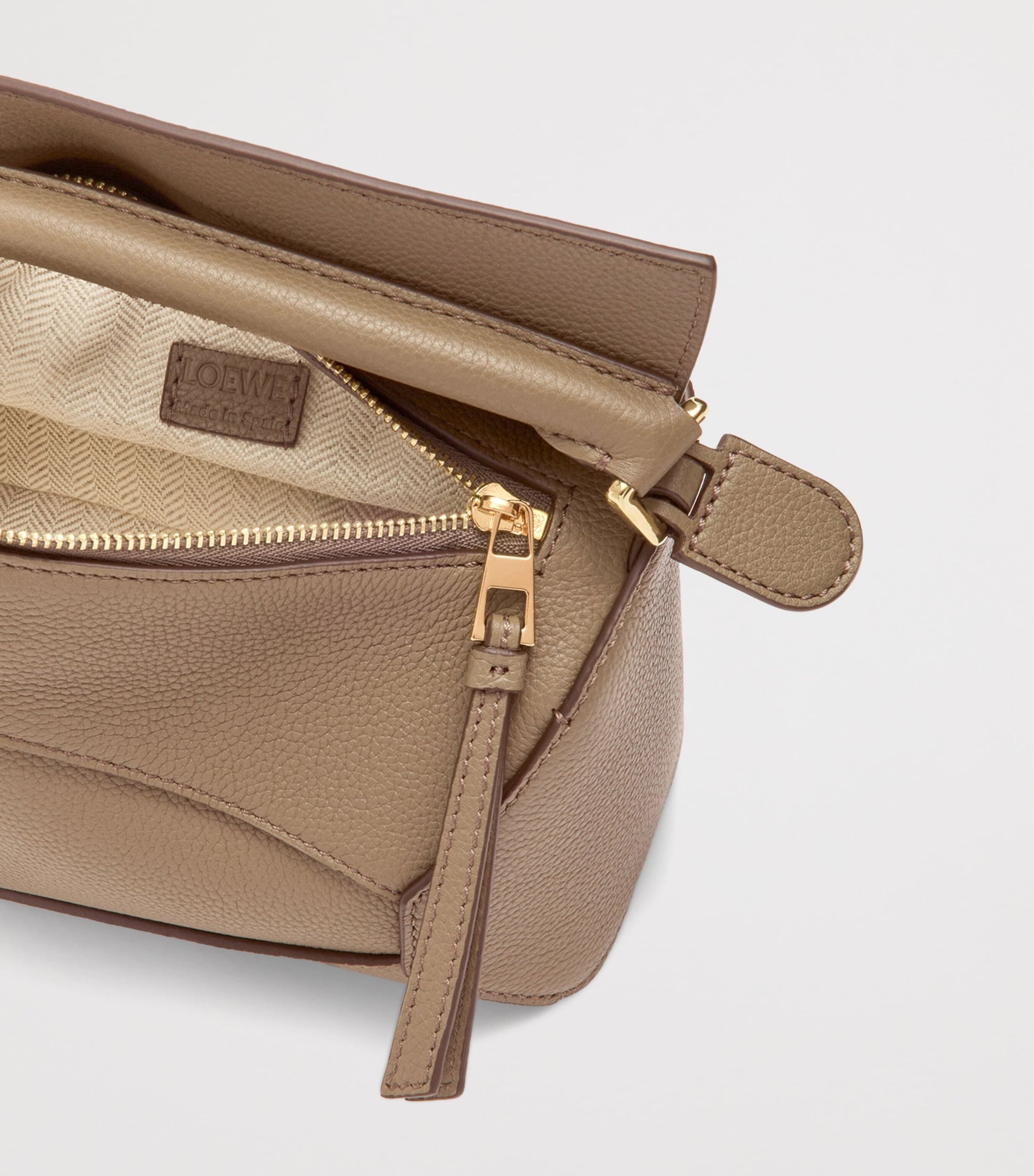 LOEWE Brown Mini Leather Puzzle Edge Top-Handle Bag