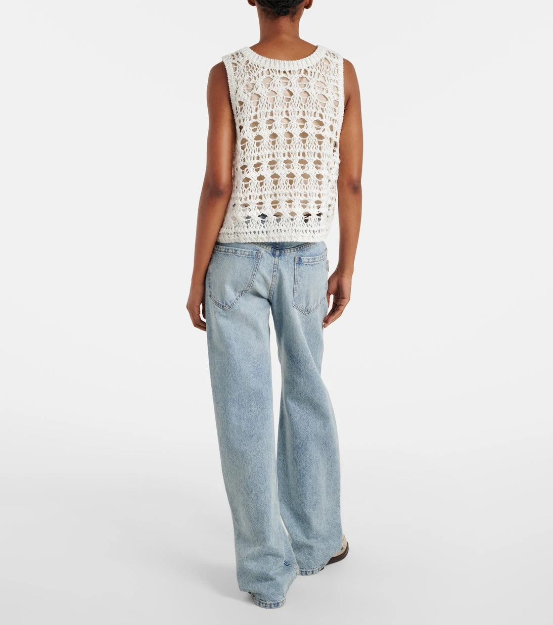 Brunello Cucinelli - Open-knit jute and cotton-blend top