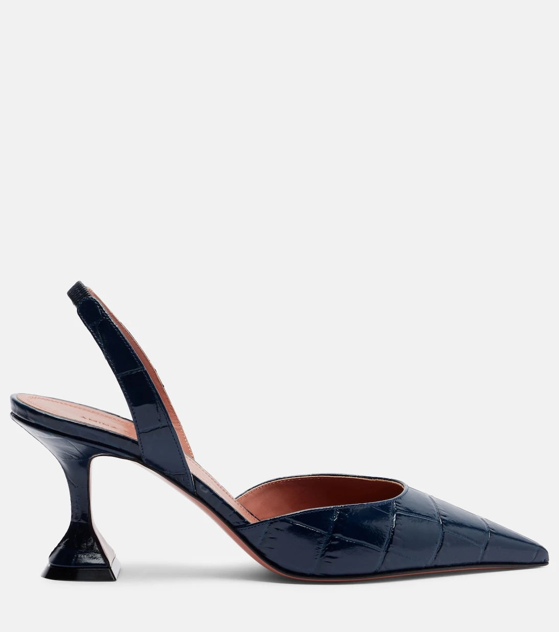 Amina Muaddi - Holli croc-effect leather slingback pumps