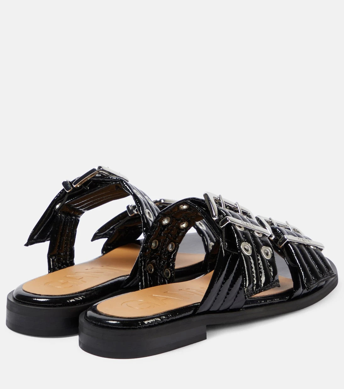 Ganni - Studded patent leather sandals