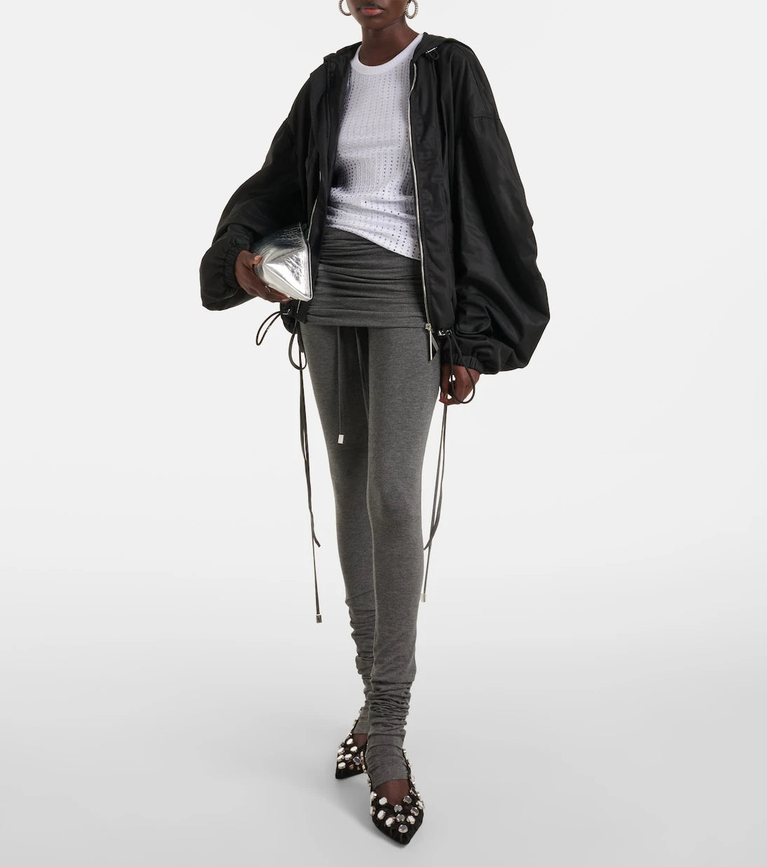 The Attico - Embellished cotton jersey top