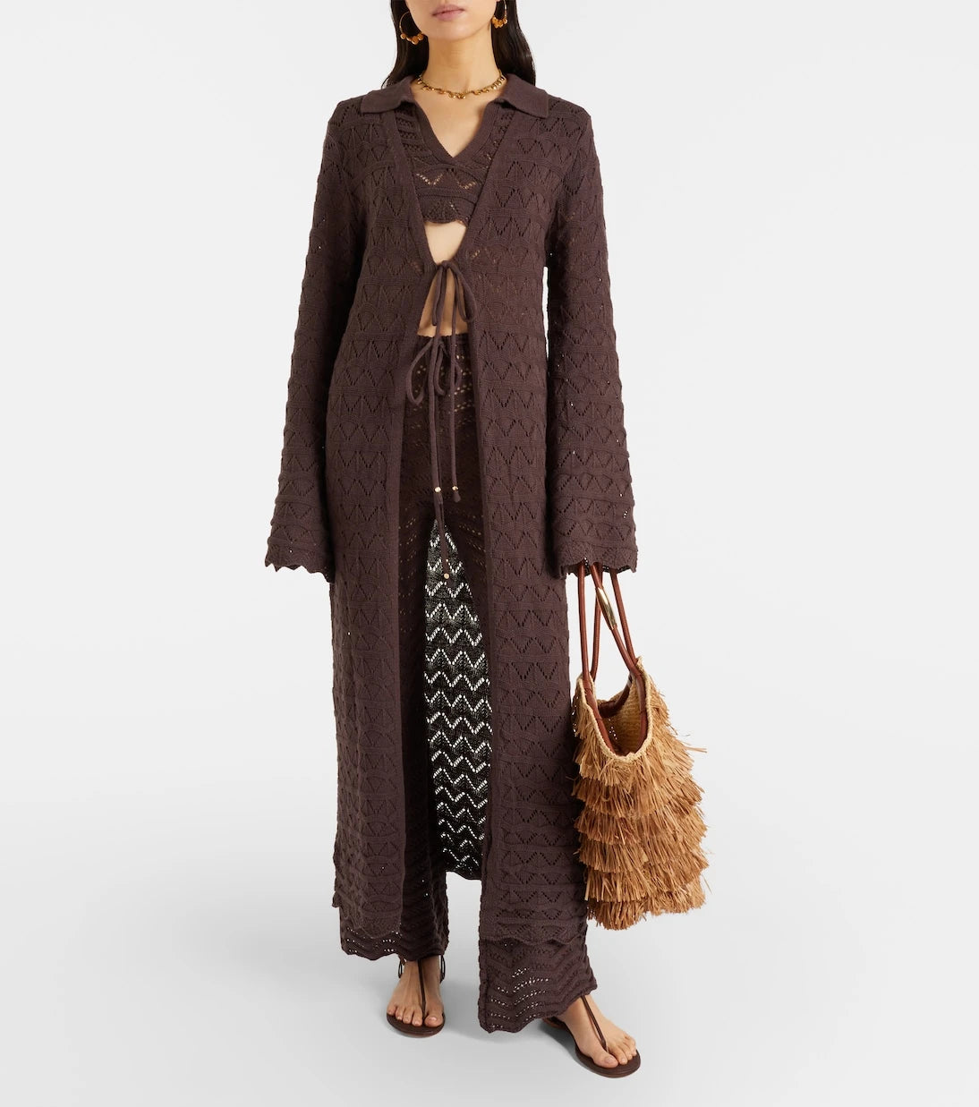 Bananhot - Boha pointelle cotton-blend beach cover-up
