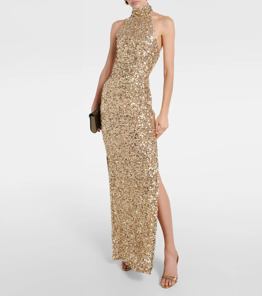 Rotate - Sequined halterneck gown