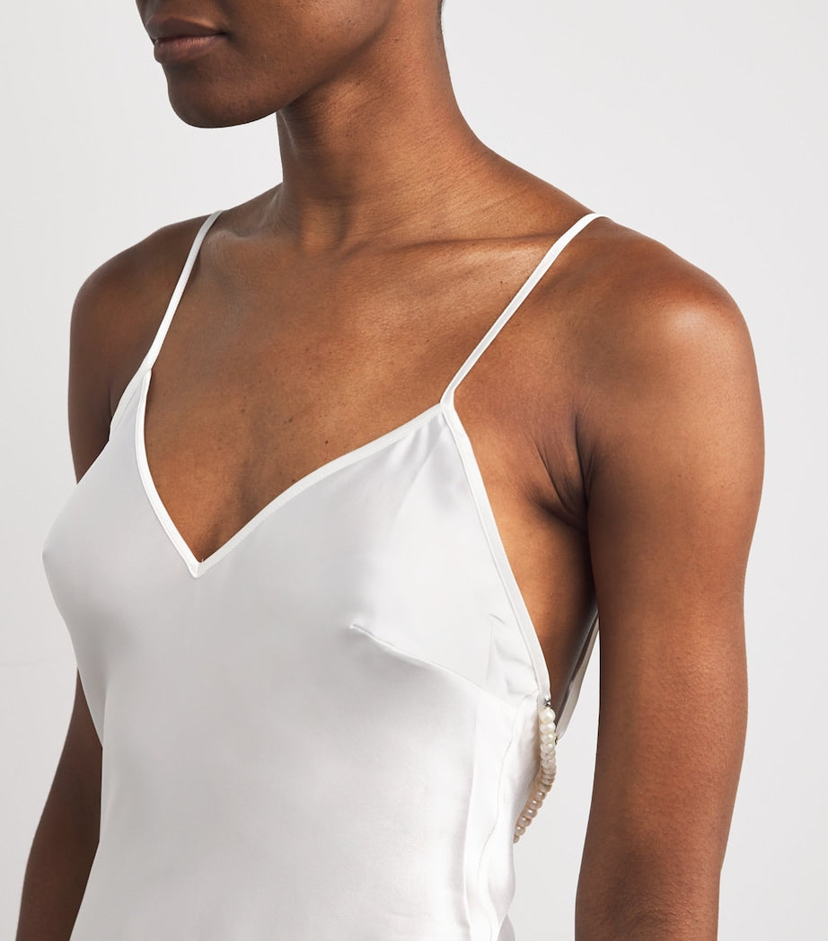 Gilda & Pearl Ivory Silk Girl Loves Pearl Long Slip Dress