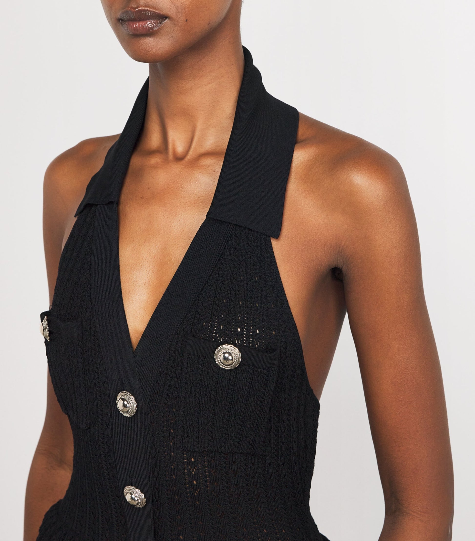 Self-Portrait Pointelle Halterneck Mini Dress