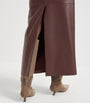 Brunello Cucinelli Red Nappa Leather Column Maxi Skirt