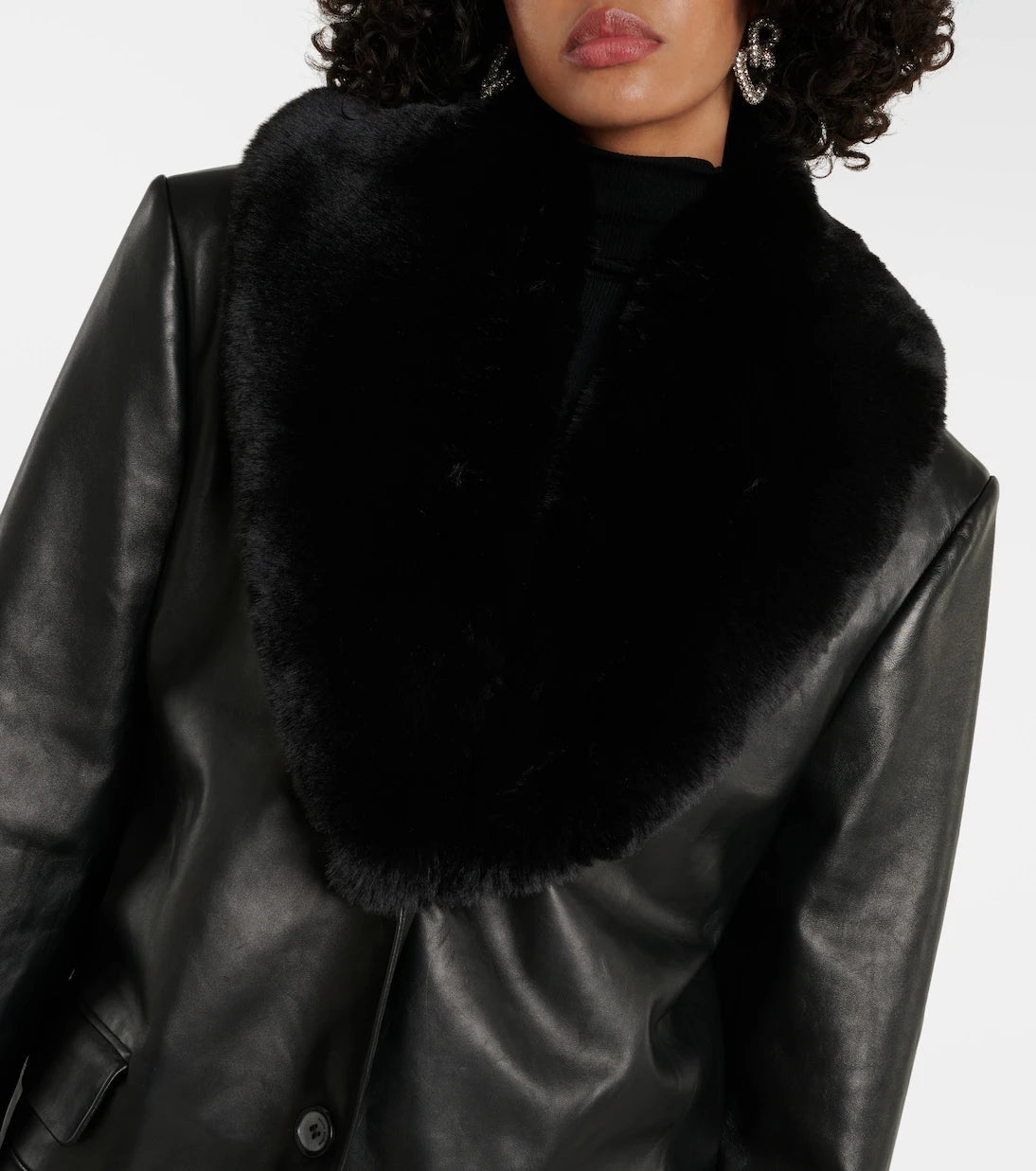 Magda Butrym - Faux fur-trimmed leather coat