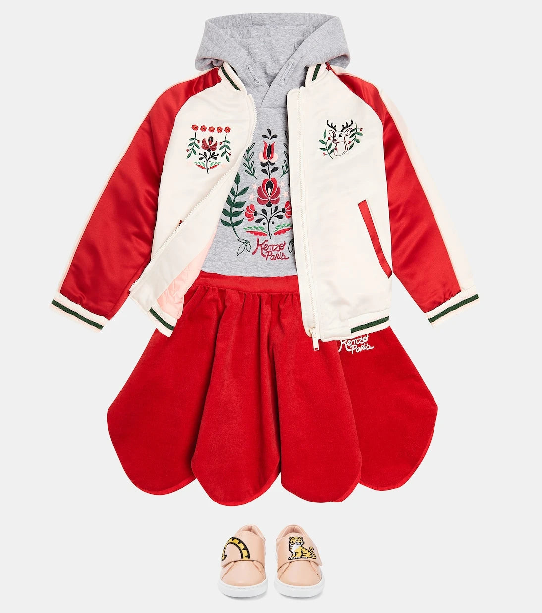 Kenzo Kids - Embroidered satin varsity jacket