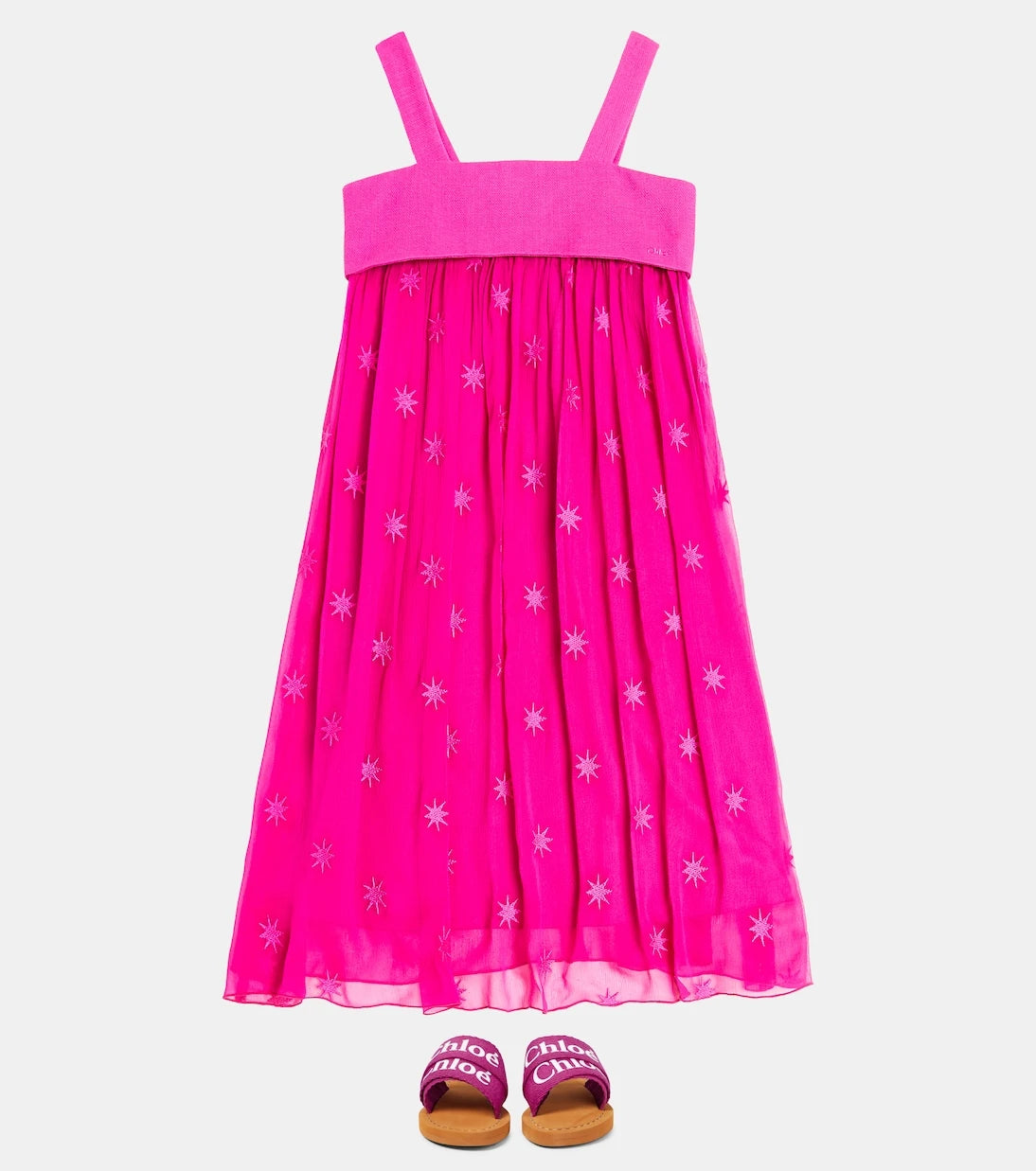 Chloé Kids - فستان حريري مطرز