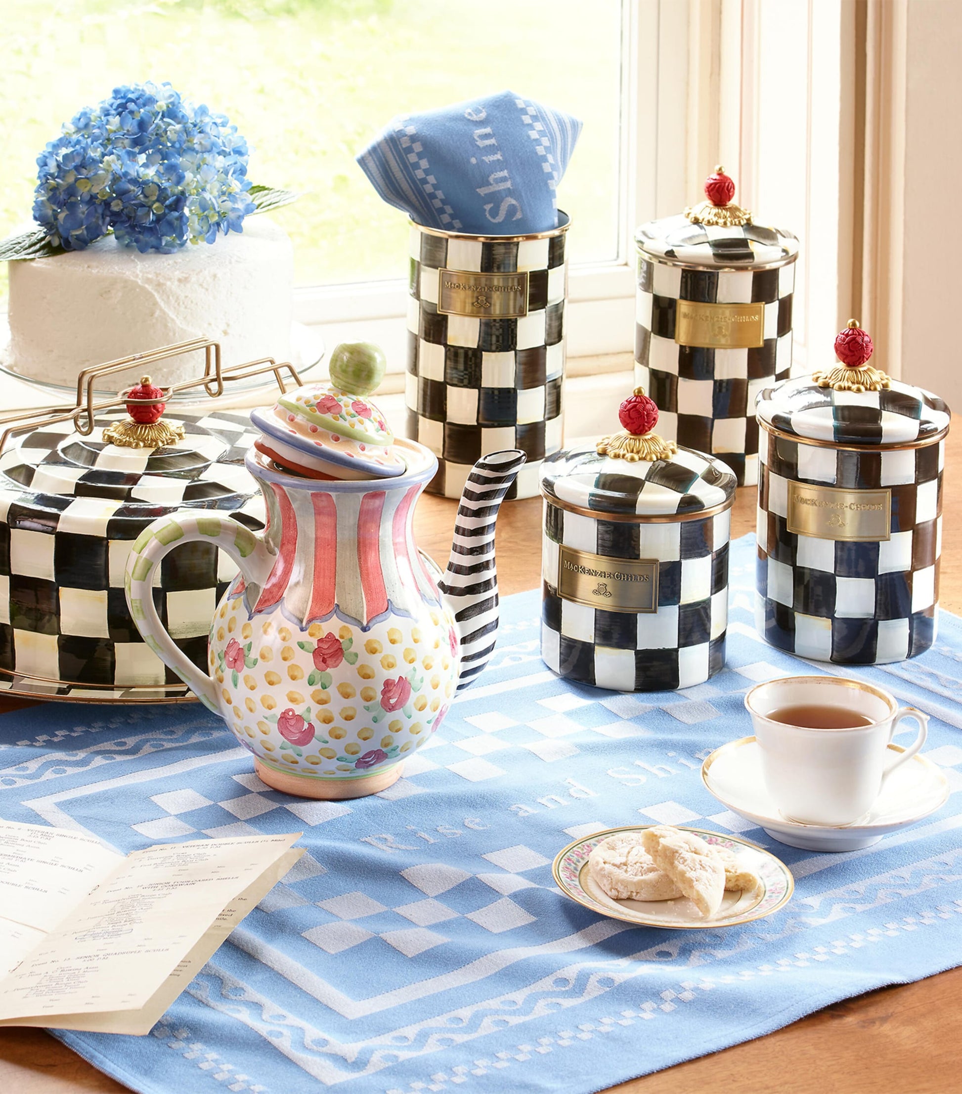 Small Courtly Check Enamel Canister