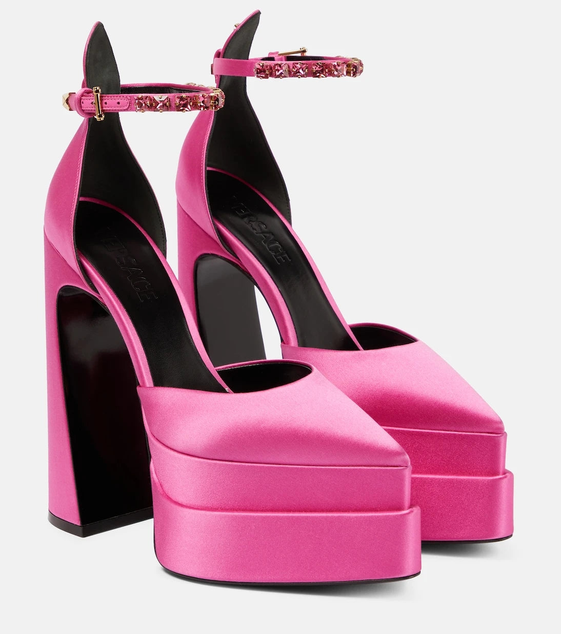Versace - Aevitas Pointy satin platform pumps