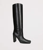 Alaïa Black Leather Square-Toe Knee-High Boots 90