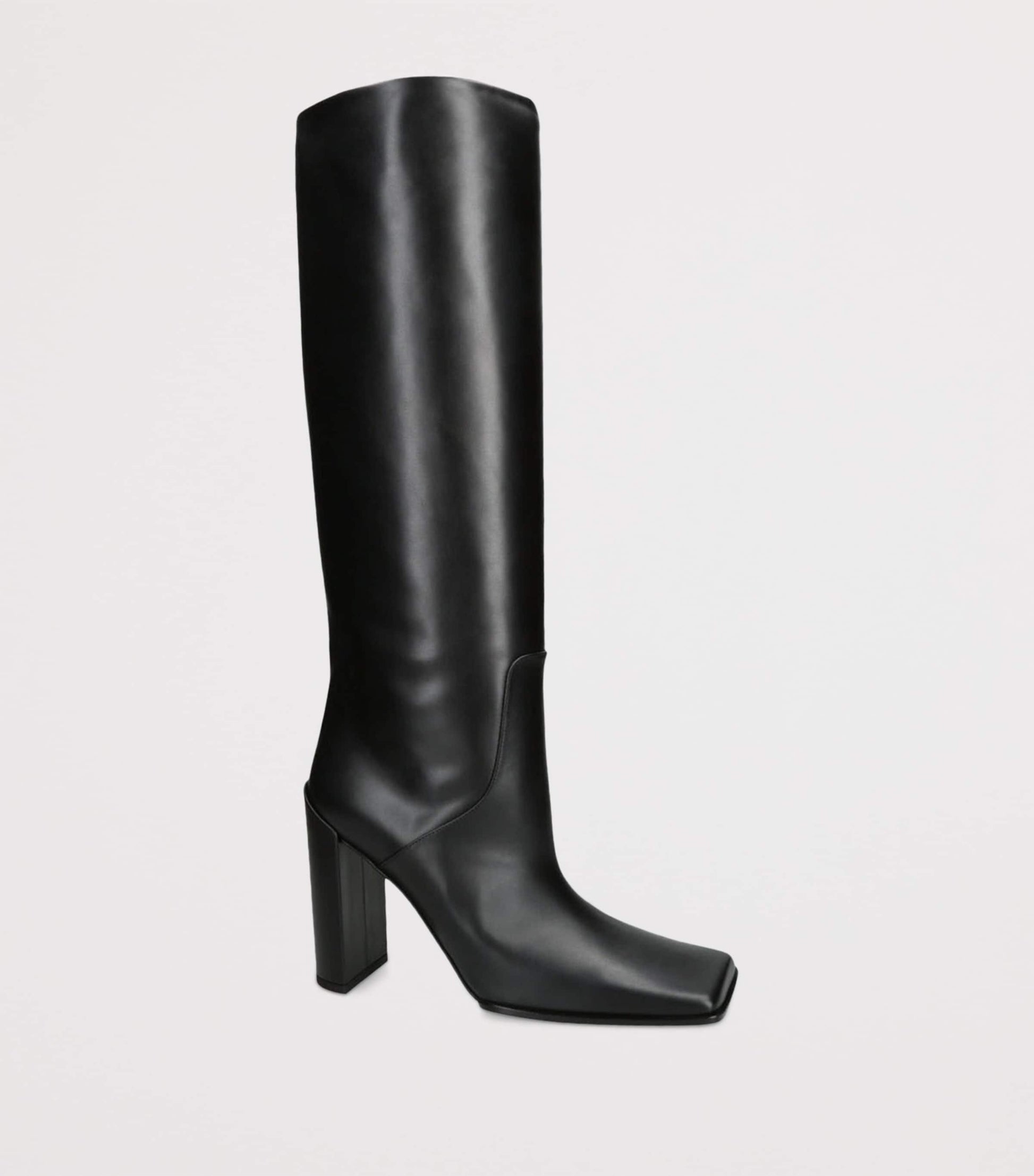 Alaïa Black Leather Square-Toe Knee-High Boots 90