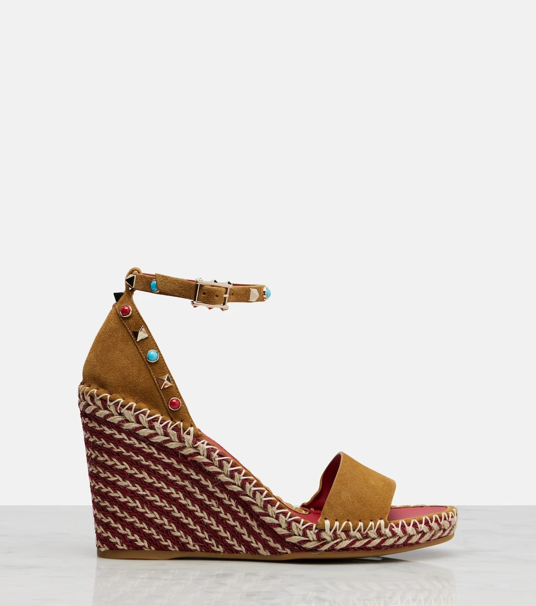 Valentino Garavani - Rockstud suede wedge sandals