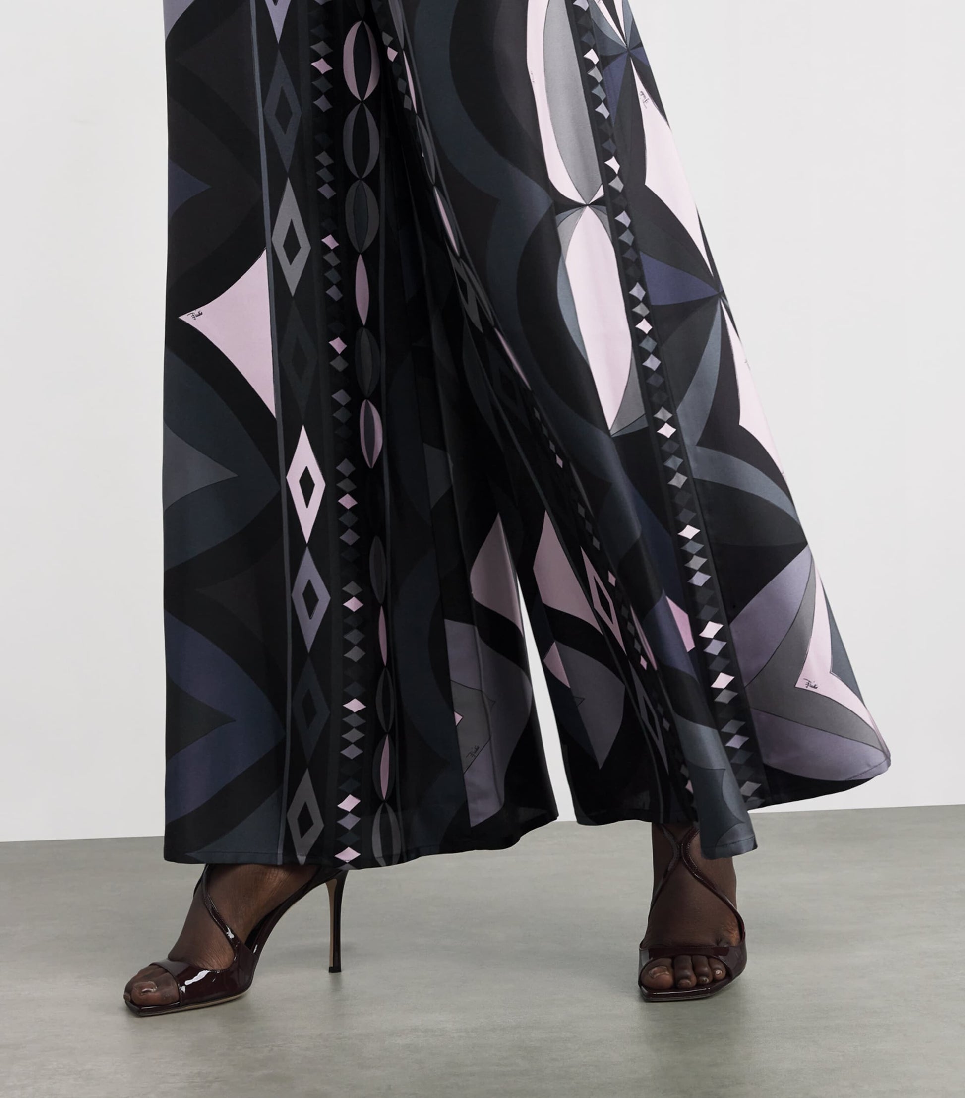 Pucci Black Silk Wide-Leg Trousers
