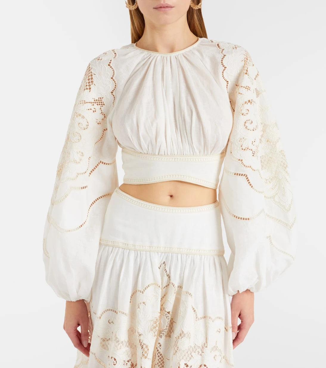 Zimmermann - Daylight embroidered linen crop top