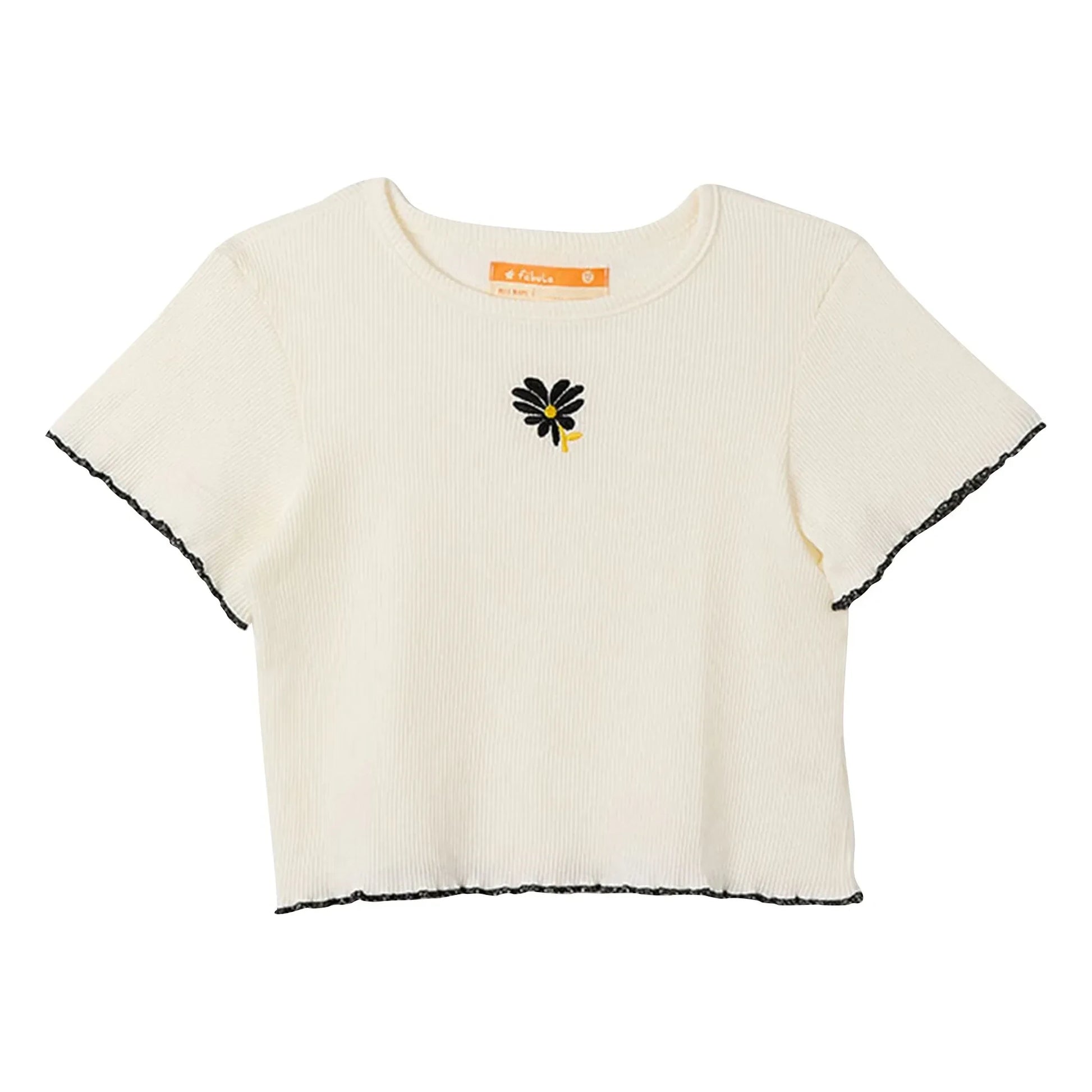 Fabula - Ribbed Flower T-Shirt | White