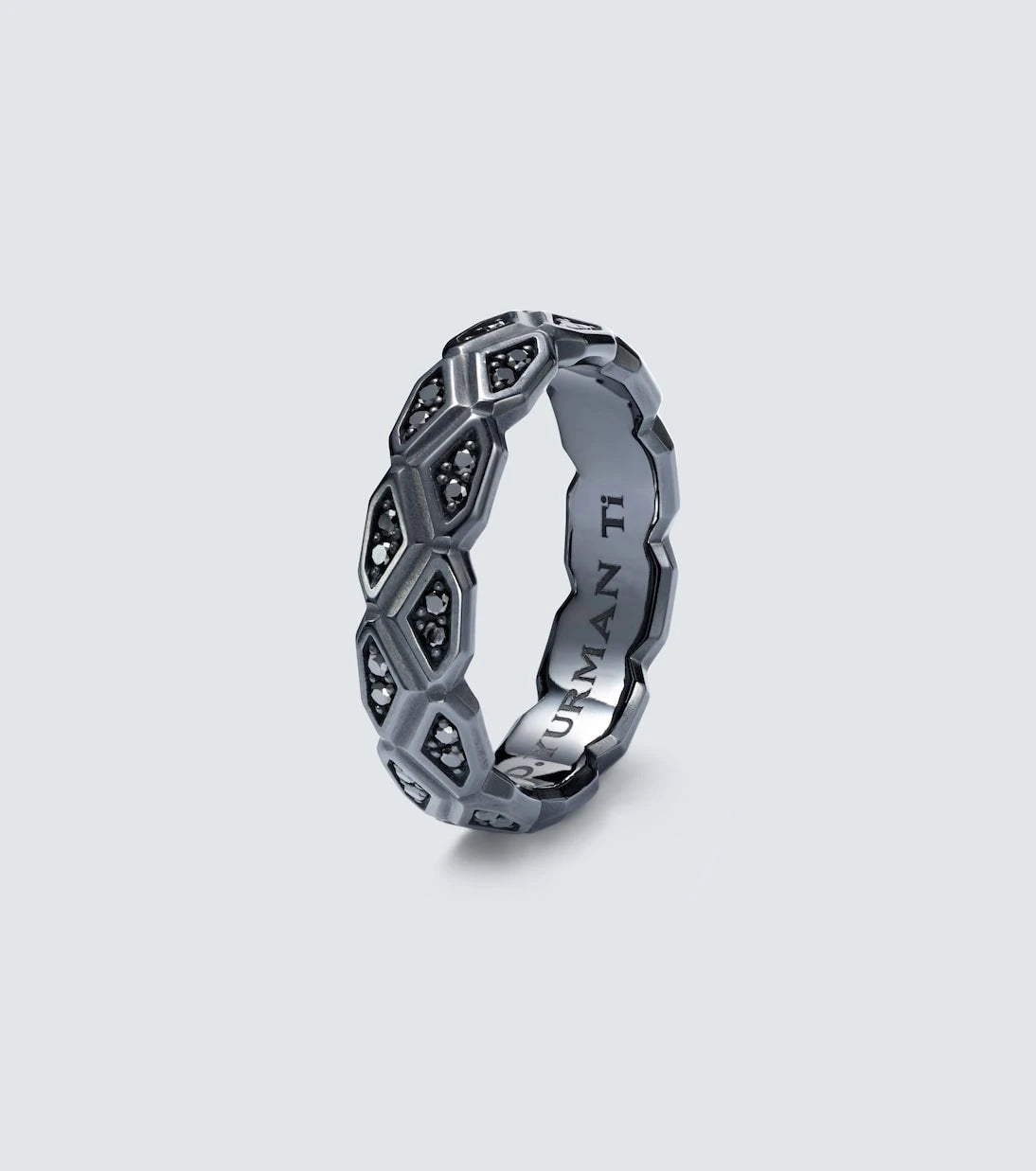 David Yurman - Hex titanium ring with diamonds