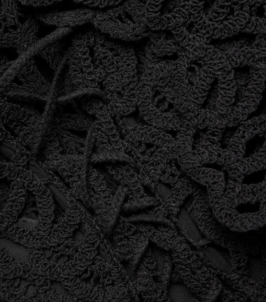 Maje Black Cotton Crochet Mini Dress