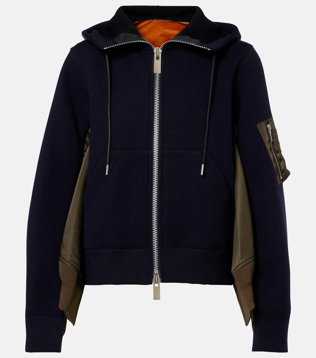 Sacai - سويت شيرت بقبعة بسحاب وبأجزاء مختلفة