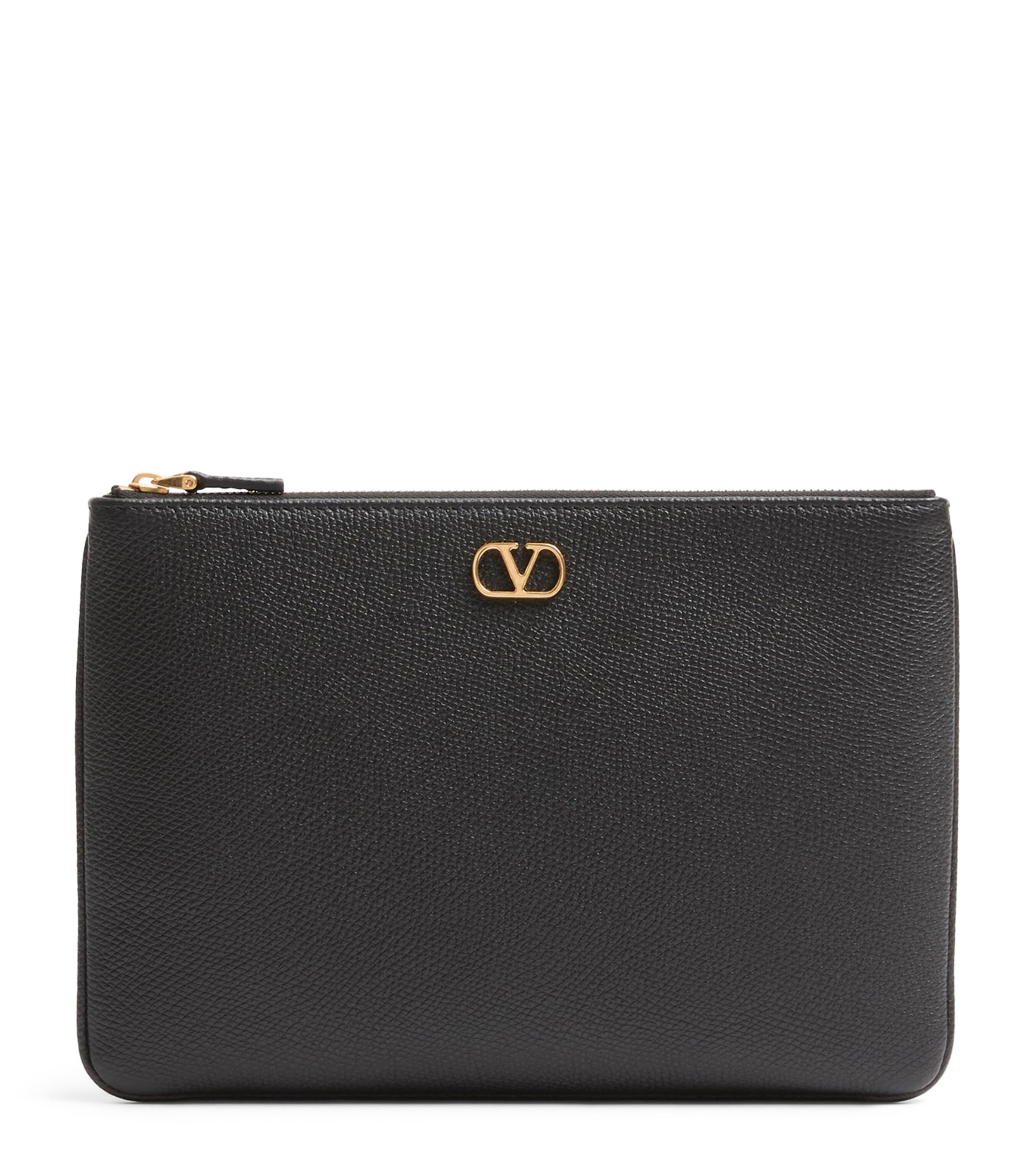 Valentino Garavani Black Medium Leather VLogo Signature Pouch