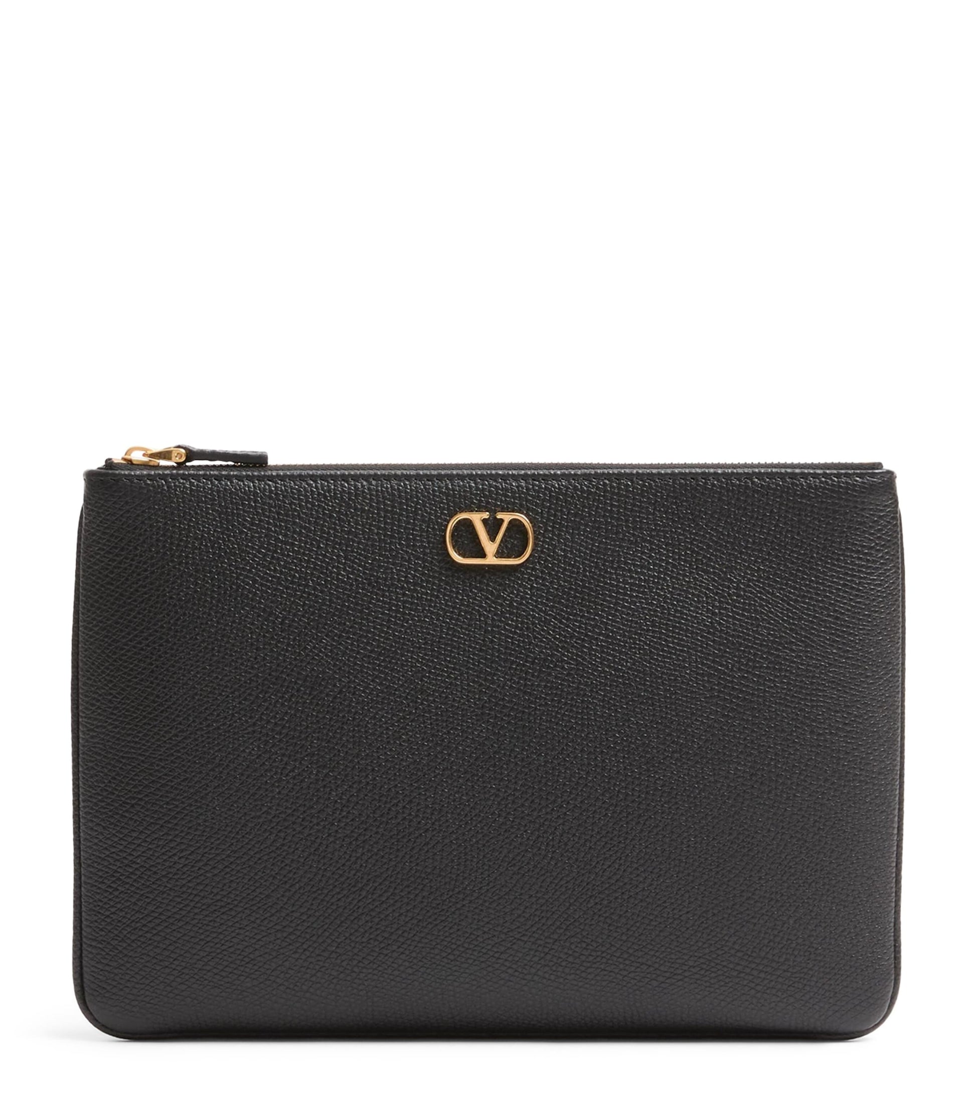 Valentino Garavani Black Medium Leather VLogo Signature Pouch