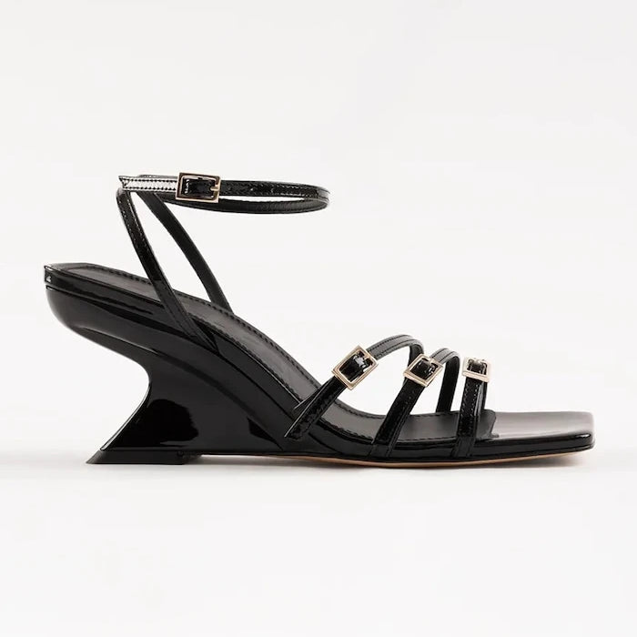 Souliers Martinez deri eğimli platformlu sandaletler EDEN